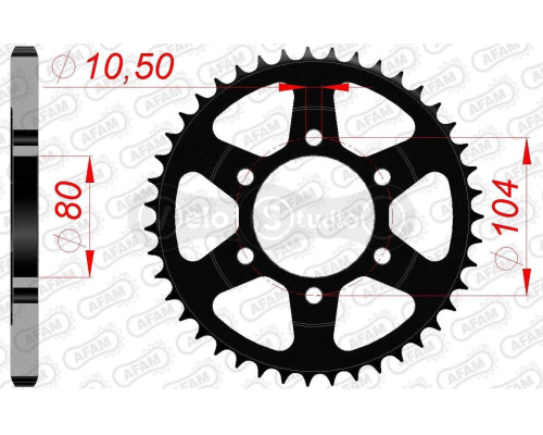 Задня зірка AFAM 525 Steel Chainwheel 16610 - Kawasaki [Black], 41z