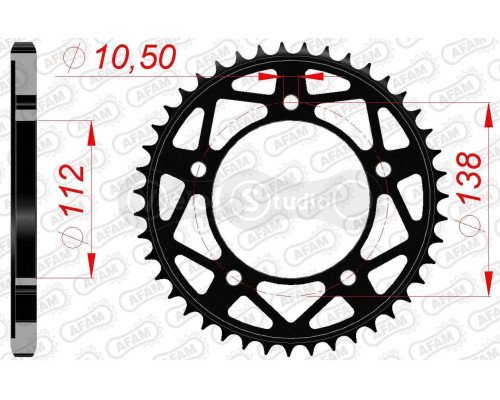 Задня зірка AFAM 525 Steel Chainwheel 12816 - Yamaha [Black], 47z