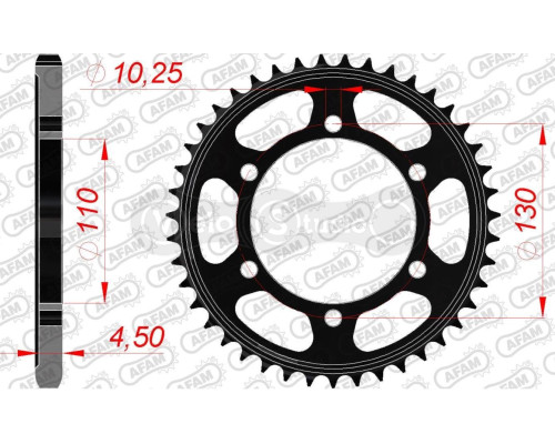 Задня зірка AFAM 525 Steel Chainwheel 12815 - Yamaha [Black], 45z