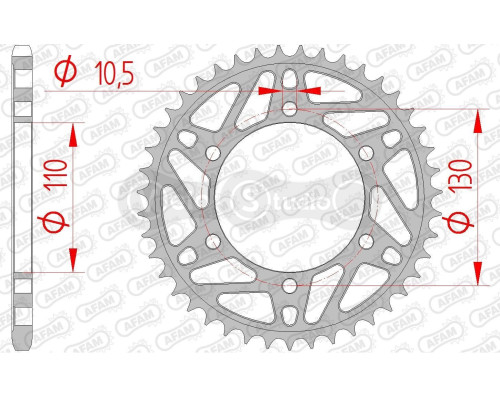 Задня зірка AFAM 520 Steel Chainwheel 12814 - Yamaha [Black], 43z