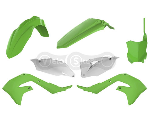 Пластик Polisport MX kit - Kawasaki (19-) [Green/White], Kawasaki