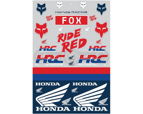 Лист наклеек FOX HONDA TRACK PACK 30x45 мм