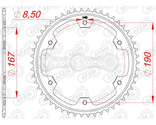Задня зірка AFAM 525 Steel Chainwheel 86610 - Triumph [Silver], 50z