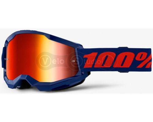 Маска 100% STRATA 2 Goggle Navy - Mirror Red Lens