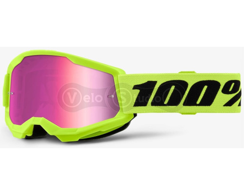 Дитяча маска 100% STRATA 2 Youth Goggle Neon Yellow - Mirror Pink Lens