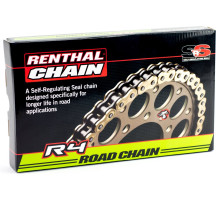 Цепь Renthal R4 Road SRS Chain - 525 [Gold], 525-124L / Seal Ring