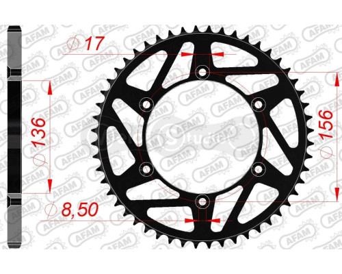 Задня зірка AFAM 520 K-Steel Chainwheel 14206K - Sherco [Black], 49z