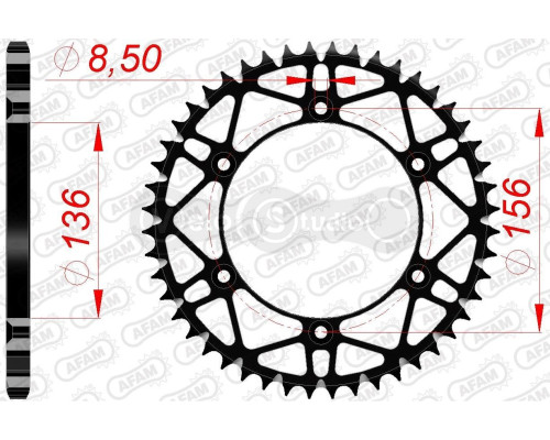 Задняя звезда AFAM 520 SLK-Steel Chainwheel 14206SLK - Sherco [Black], 50z
