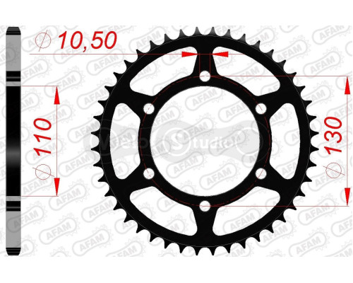 Задня зірка AFAM 520 Steel Chainwheel 16500 - Kawasaki [Black], 42z
