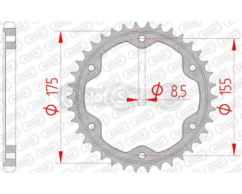 Задня зірка AFAM 525 Steel Chainwheel 71900 - KTM [Black], 38z