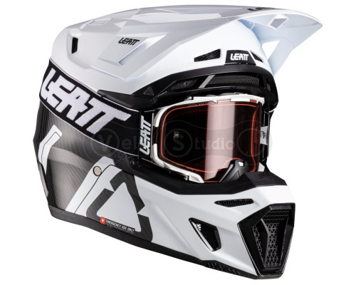 Мотошолом LEATT Moto 9.5 Carbon Helmet + Goggle Velocity Iriz 6.5 [White], M