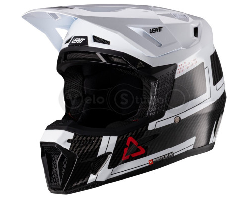 Мотошолом LEATT Moto 9.5 Carbon Helmet + Goggle Velocity Iriz 6.5 [White], M