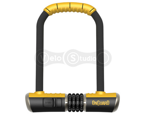 Замок U-образный Onguard BULLDOG COMBO STD размер скобы 115 x 230мм, толщина 13мм, поворотное крепление на раму, кодовый замок на 4 цифры