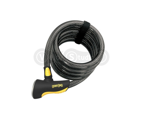 Замок Onguard DOBERMAN, спиральный трос 185см х 15мм, 4 ключа + 1 с подсветкой, поворотный держатель на раму