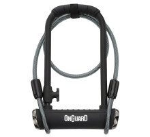 Замок U-образный Onguard Pitbull DT размер скобы 115 x 230мм, толщина 14мм + кабель 120см х 10мм,  4 ключа + 1 с подсветкой, черный