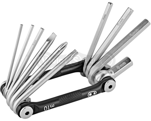 Мультитул Crankbrothers M10, 2/2.5/3/4/5/6/8мм, T25, Phillips #2, flat #2, черный