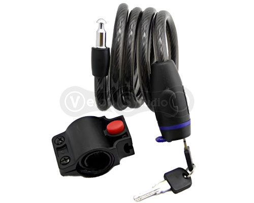 Велозамок Green Cycle GLK-230 с плетеным тросом 12ммх120см, черный