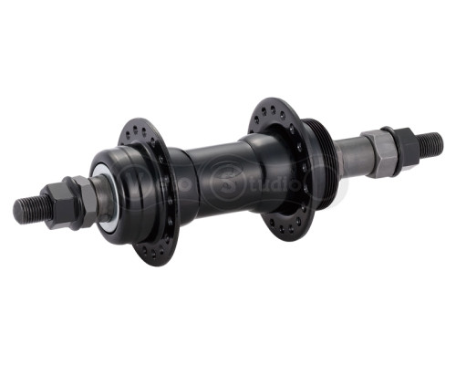 Втулка задн. Quando KT-122R под V-brake 36H 165mm, 6,7 ск. на гайках стальная черная