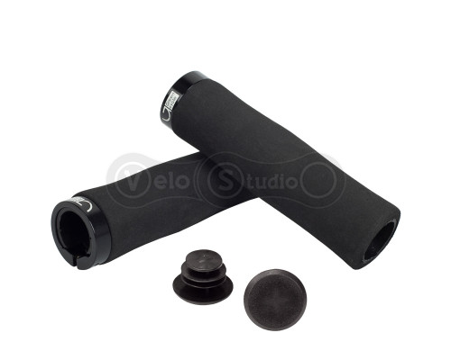 Грипсы Green Cycle GGR-414 130mm вспененная резина, эргономичные, черные с одним черным замком