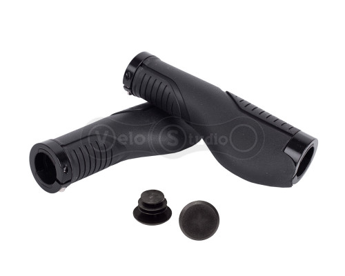 Грипсы Green Cycle GGR-522 140mm эргономичные, черные с двумя черными замками