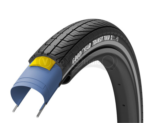 Покрышка 28x2.00 / 700x50 (50-622) GoodYear TRANSIT Tour S3:Shell, Black Reflect