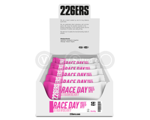 Батончик 226ERS Race Day Choco bits Energy білий шоколад/полуниця 40г 30шт/упаковка 1200г