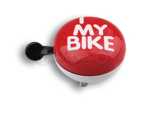 Дзвінок для велосипеда Green Cycle GBL-458 I love my bike 80 мм червоний