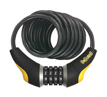 Замок Onguard DOBERMAN кодовый на 4 цифры, спиральный трос 240см х 12мм, поворотный держатель на раму