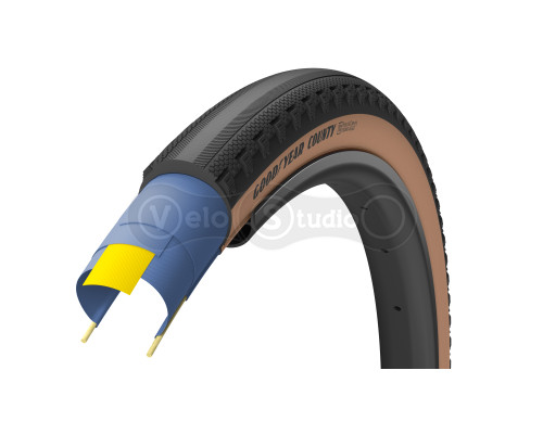 Покришка 700x35 (35-622) GoodYear County Ultimate Tubeless Complete Folding Blk/Tan, 120tpi