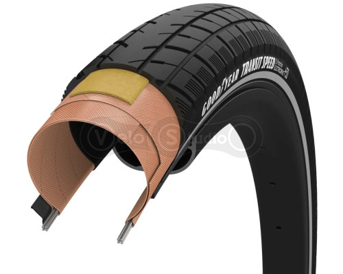 Покришка 700x30 (30-622) GoodYear Transit Speed S1: Protection, Wire, Black + reflective strips, 60tpi