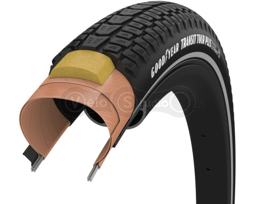 Покрышка 700x45 (45-622) GoodYear Transit Tour Plus S5:Protection, Wire, Black + reflective strips, 60tpi