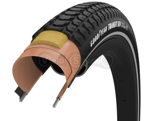 Покришка 700x50 (50-622) GoodYear Transit SUV S3: Protection, Wire, Black + reflective strips, 60tpi