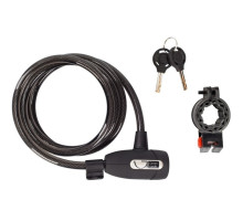 Замок на ключе Green Cycle GLK-220 с плетеным тросом 12х150cm, черный