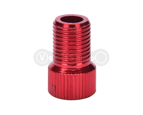 Переходник Presta Schrader алюминиевый красный