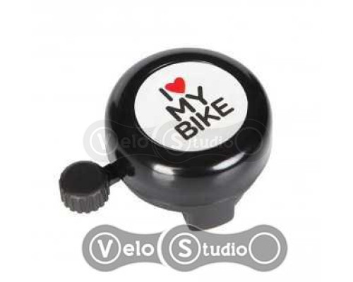 Дзвінок I love my bike сталевий, чорний