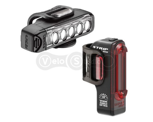 Комплект фар Lezyne STRIP DRIVE PAIR (FRONT и REAR) чёрная 400/150 LM USB