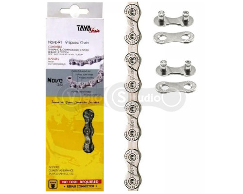 Цепь TAYA Nove-91 SS 9 скоростей + 2 замка