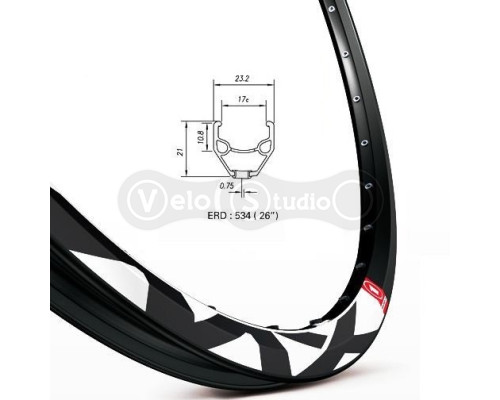 Обод Mach1 MX DISC 26, 32 спицы, AV, черный