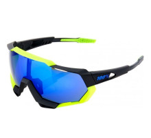 Велосипедные очки Ride 100% SPEEDTRAP - Soft Tact Black/Neon Yellow - Blue Mirror Lens