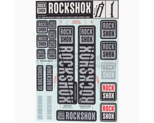 Стікер на вилку та амортизатор Rock Shox 35мм Polar Grey