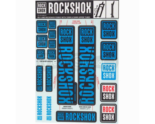 Стікер на вилку та амортизатор Rock Shox 30/32/RS1 Water Blue Original