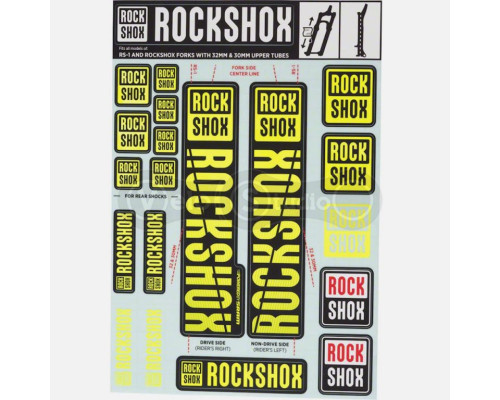 Стикер на вилку и амортизатор Rock Shox 35мм NE01 Yellow