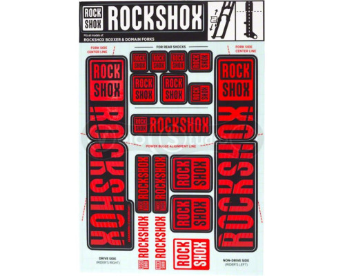 Стикер на вилку и амортизатор Rock Shox 35мм Dual Crown Oxy Red