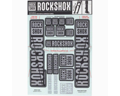 Стикер на вилку и амортизатор Rock Shox 35мм Dual Crown Polar Grey