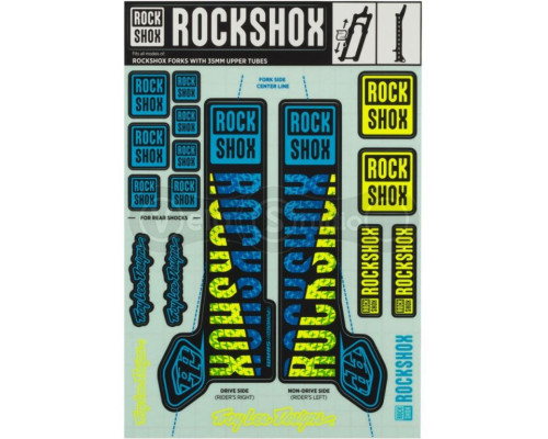 Стікер на вилку та амортизатор Rock Shox Troy Lee Designs 35mm Blue/Yellow