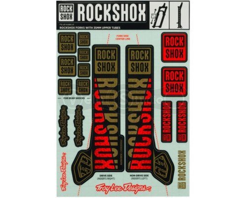 Стикер на вилку и амортизатор Rock Shox Troy Lee Designs 35mm Gold/Orange