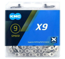 Цепь KMC X9 Silver/Gray 9 скоростей 114 звеньев + замок