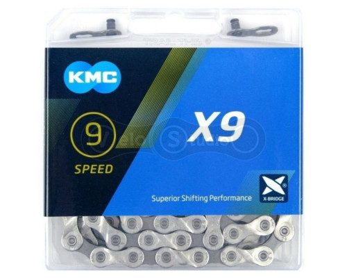 Цепь KMC X9 Silver/Gray 9 скоростей 114 звеньев + замок
