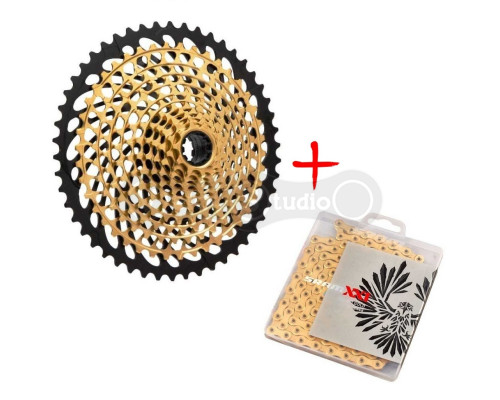 Кассета SRAM XX1 Eagle XG-1299 Gold 10-50T + цепь Sram PC XX1 Eagle