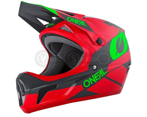 Вело шолом O'Neal Sonus Fullface Helmet Deft Red Gray Green M (57-58 см)